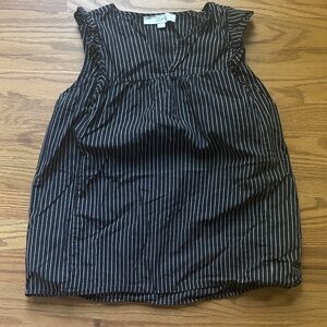 LOFT Black and White Pinstripe Sleeveless Blouse